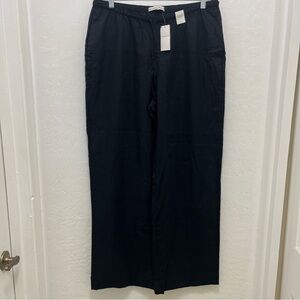 Abercrombie Black L Wide Leg Linen Blend Pull On Pants